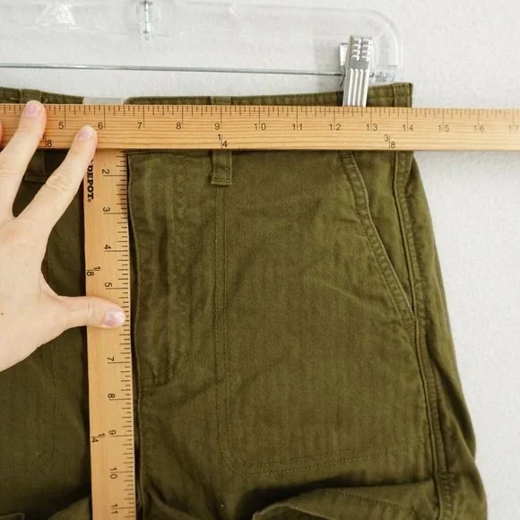 Madewell aj524 Womens Camp Shorts High Waist Green Cotton Elastic Waist Sz Small - Picture 7 of 8